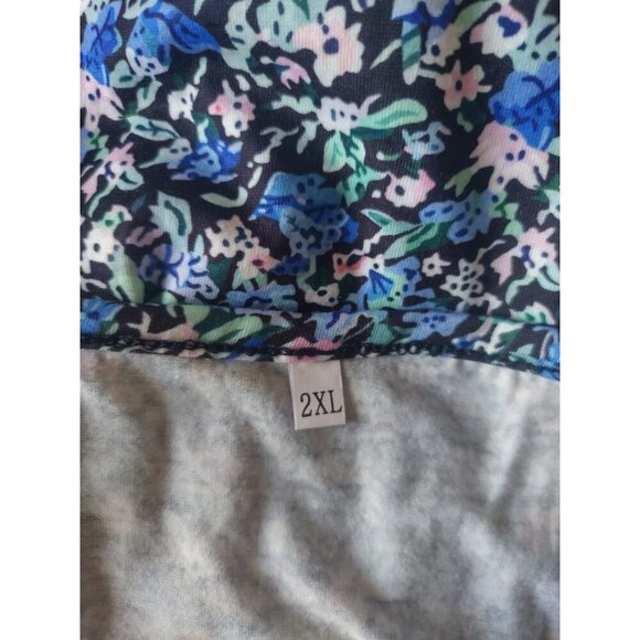 Floral Print Long Sleeve Blouse With Elastic Cuffs & Flowy Hemline, size 2XL - Picture 3 of 8